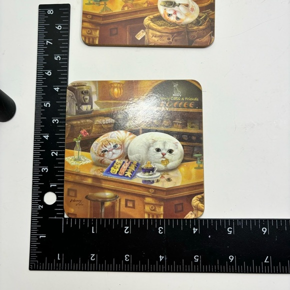 Henry Cats & Friends Cat Coaster Set Of 4 By Artist Henry Lee Coffee Cafe Cats - Picture 7 of 8